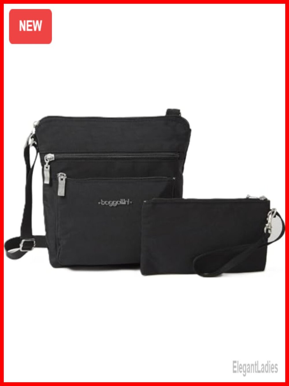 Lightweight Nylon Crossbody Bag with RFID Wristlet